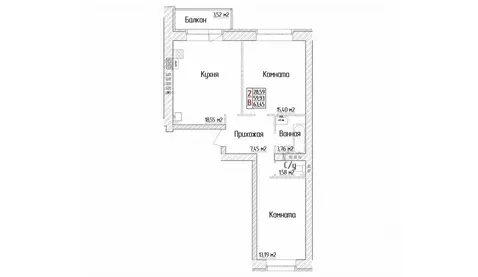 2-к кв. Ярославская область, Ярославский муниципальный округ, пос. ...
