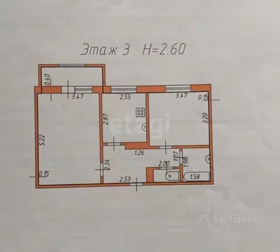 2-к кв. Северная Осетия, Владикавказ Весенняя ул., 40 (48.6 м)