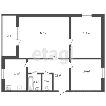 3-к кв. Оренбургская область, Оренбург Ленинская ул., 4А (51.7 м)