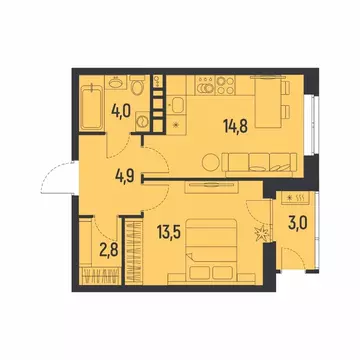 1-к кв. Пермский край, Пермь Ераничи мкр,  (41.5 м)