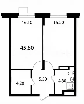 1-комнатная квартира: Люберцы, Солнечная улица, 2 (45.8 м)