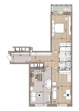 2-к кв. Рязанская область, Рязань Быстрецкая ул., 21к4 (79.5 м)