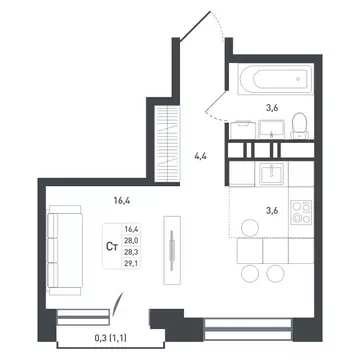 Квартира-студия: Московская область, городской округ Подольск, деревня ...