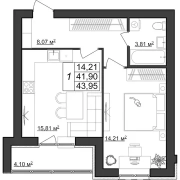 1-к кв. Мордовия, Саранск Большевистская ул., 124А (43.95 м)
