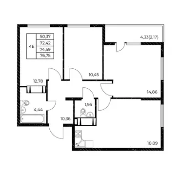 3-к кв. Ростовская область, Ростов-на-Дону Звезда Столицы 2 жилой ...