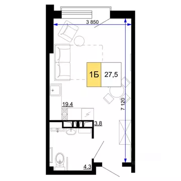 1-к кв. Краснодарский край, Анапа проезд Сосновый (27.5 м)