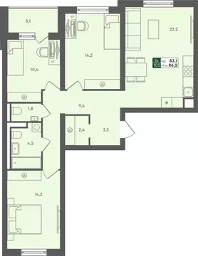 3-к кв. Тюменская область, Тюменский муниципальный округ, с. Ембаево ...