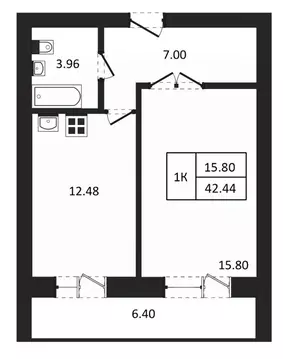 1-к кв. Новосибирская область, Новосибирск ул. Юности, 9 (42.44 м)