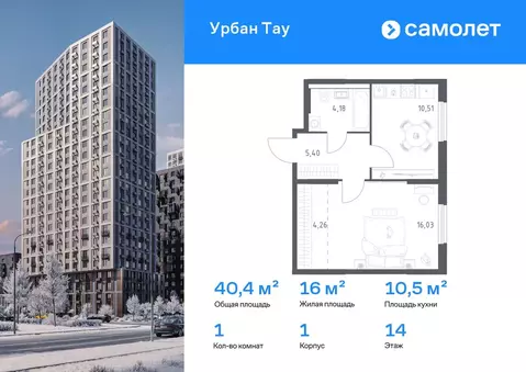 1-к кв. Башкортостан, Уфа ул. Минигали Губайдуллина, 8к9 (40.38 м)