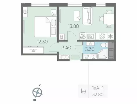 1-комнатная квартира: Ленинградская область, Всеволожское городское ...