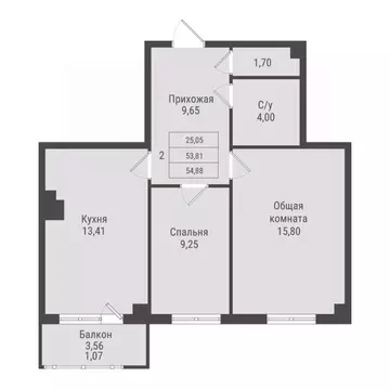 2-к кв. Саха (Якутия), Якутск Парк Победы жилой комплекс (54.88 м)