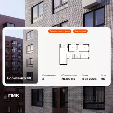 3-к кв. Приморский край, Владивосток ул. Борисенко, 48к2 (70.0 м)