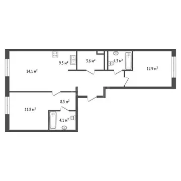 2-комнатная квартира: Санкт-Петербург, набережная Обводного канала, ...