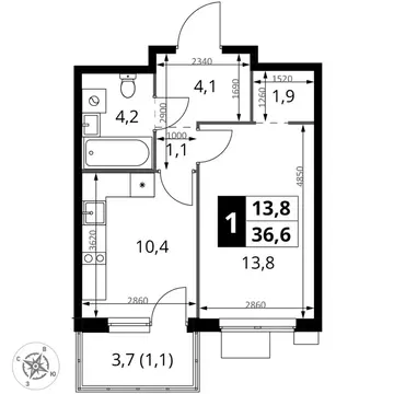 1-к кв. Москва 1-й Измайловский жилой комплекс, к2 (36.6 м)