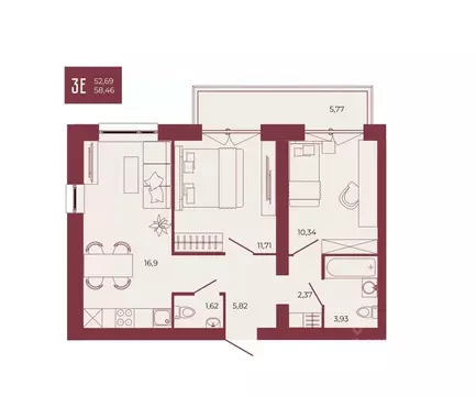 3-к кв. Пензенская область, Пенза ул. Тепличная, 55 (58.46 м)