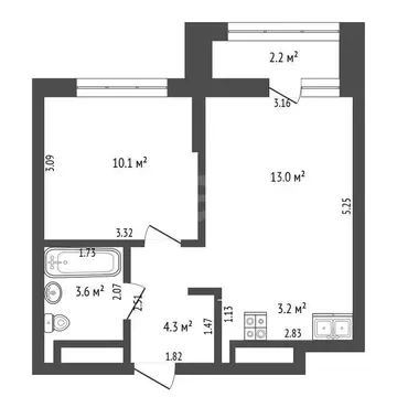 1-комнатная квартира: Тюмень, улица Василия Подшибякина, 9 (34.2 м)