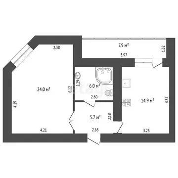 1-комнатная квартира: Самара, проспект Карла Маркса, 55 (58.5 м)