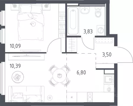 1-к кв. Москва с. Остафьево, Остафьево жилой комплекс, к22 (34.61 м)