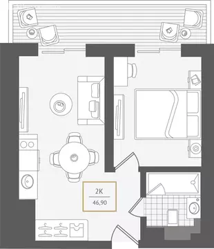2-комнатная квартира: Адлер, улица Ленина, 280А (47.7 м)
