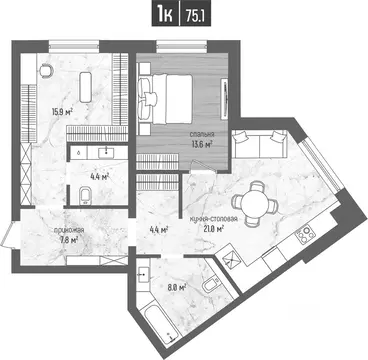 1-к кв. Калининградская область, Светлогорск  (75.1 м)