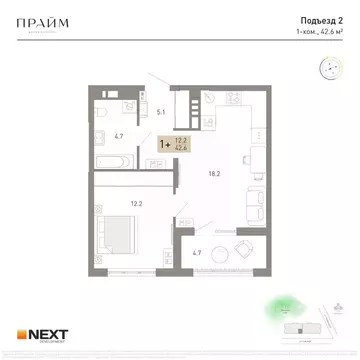 1-к кв. Брянская область, Брянск ул. Куйбышева, 34 (42.6 м)