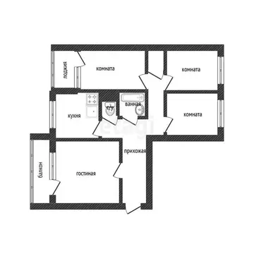 4-комнатная квартира: Тобольск, 9-й микрорайон, 33 (78.5 м)