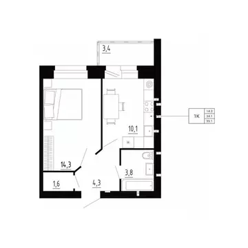 1-к кв. Орловская область, Орловский район, д. Образцово, Первый мкр  ...