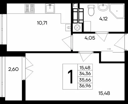 1-к кв. Крым, Евпатория Сезоны жилой комплекс (36.96 м)