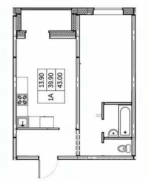 1-к кв. Чувашия, Чебоксары ул. П.В. Дементьева, поз1 (43.0 м)