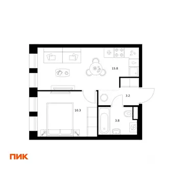 1-к кв. Москва Москворечье жилой комплекс (33.1 м)