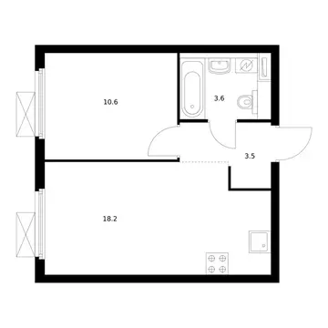1-комнатная квартира: Москва, Амурская улица, 2Ак1 (35.9 м)
