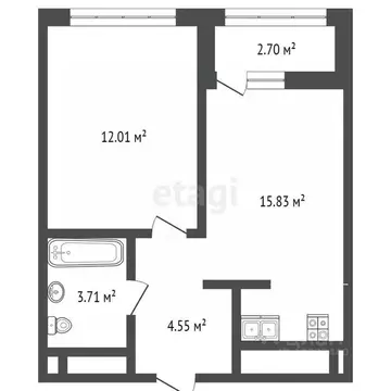 1-к кв. Тюменская область, Тюмень ул. Первооткрывателей, 9 (33.6 м)