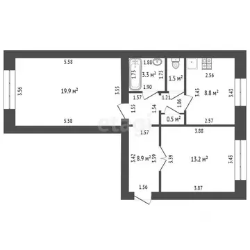 2-к кв. Башкортостан, Стерлитамак ул. Суворова, 10 (56.1 м)