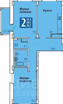 2-к кв. Чувашия, Чебоксары Гражданская ул., поз3 (70.7 м)
