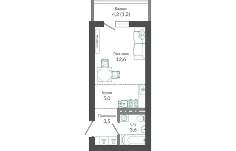 1-комнатная квартира: Сочи, улица Искры, 66/9к2 (26.1 м)