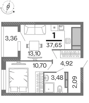 1-к кв. Рязанская область, Рязань Бирюзова Парк жилой комплекс (37.65 ...
