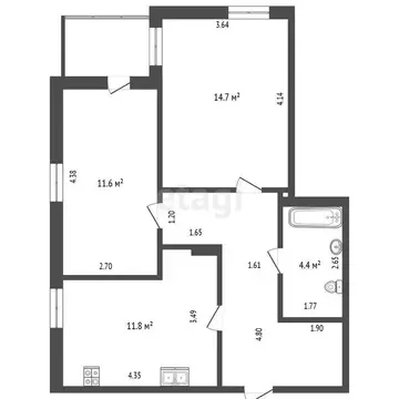 2-комнатная квартира: Тюмень, улица Михаила Сперанского, 33 (57 м)
