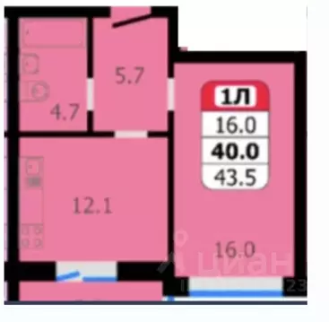 1-к кв. Чувашия, Новочебоксарск Восточная ул., 1к2 (43.5 м)