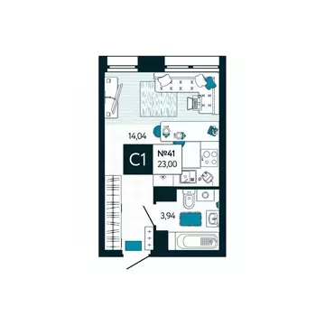 Студия Тульская область, Тула ул. Чмутова, 158Д (23.0 м)