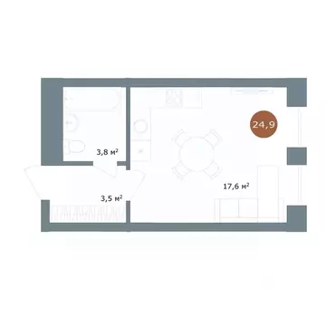 Студия Новосибирская область, Новосибирск ул. Костычева, 19/1 (24.9 м)