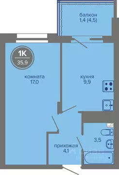 1-к кв. Пермский край, Пермь ш. Космонавтов (35.9 м)