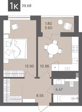 1-к кв. Калининградская область, Светлогорск Новая ул., 22к2 (39.68 м)