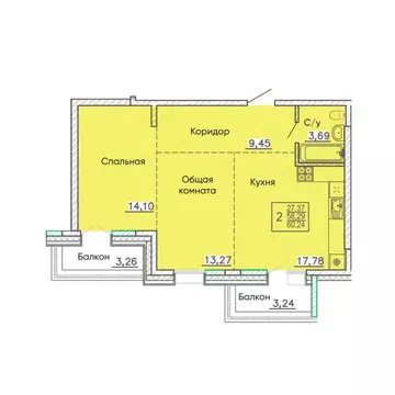 2-к кв. Бурятия, Улан-Удэ Энергетик мкр,  (60.33 м)