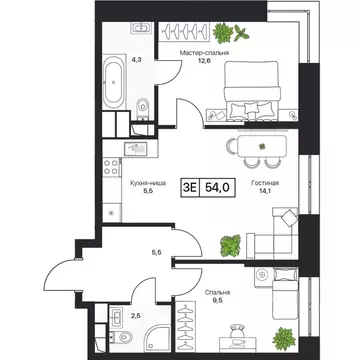 2-к кв. Московская область, Пушкино Пушкино Град жилой комплекс, к3 ...