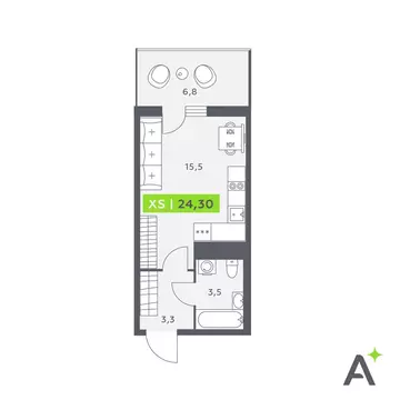 Квартира-студия: Кудрово, Солнечная улица, 4 (24.3 м)