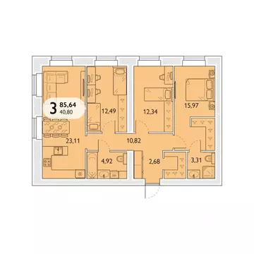 3-к кв. Брянская область, Брянский район, пос. Мичуринский, ...