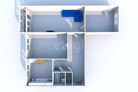 3-комнатная квартира: Макаров, Ленинградская улица, 7 (57.3 м)