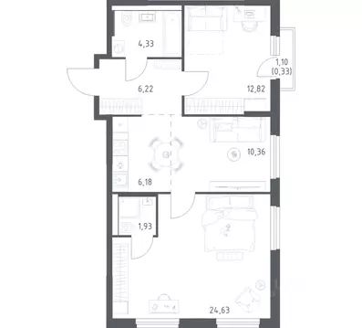 2-к кв. Башкортостан, Уфа ул. Минигали Губайдуллина, 8к9 (66.8 м)