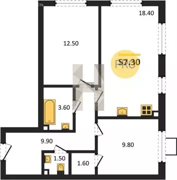2-комнатная квартира: Москва, ЖК Лучи (57.3 м)