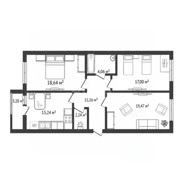 3-к кв. Брянская область, Брянск просп. Станке Димитрова, 67к7 (84.3 ...